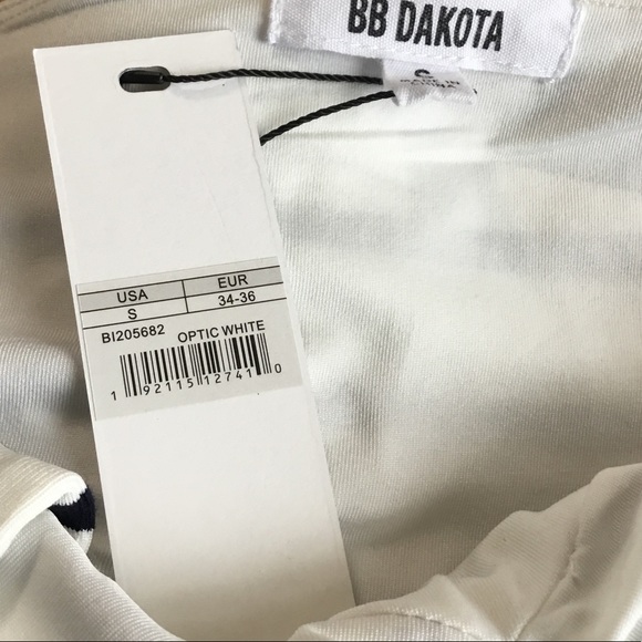 BB Dakota Striped Cropped Top Tie Front Optic White Blue Size Small - Picture 4 of 6